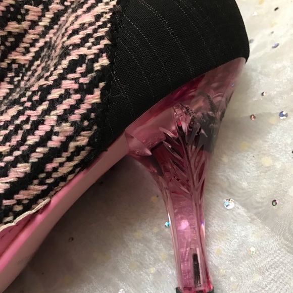 Irregular Choice pink lucite heel vintage sock monkey boots - Picture 5 of 6